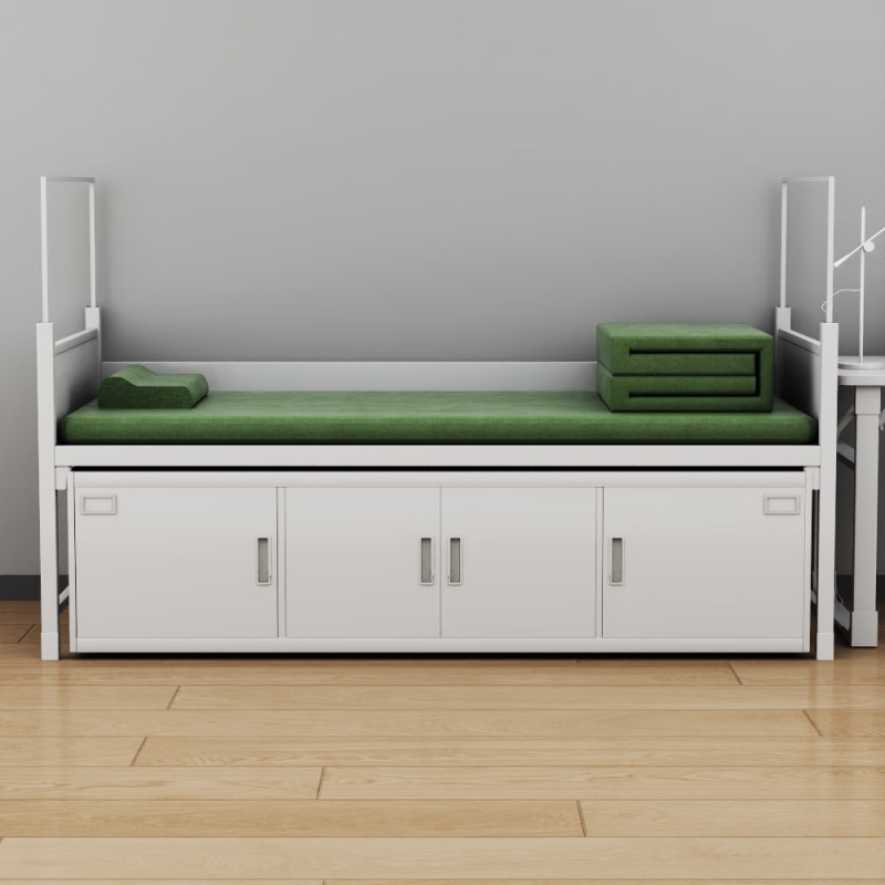 富路达加厚单人床钢制宿舍士官铁床加厚内务单人床带床下柜 13款高清大图