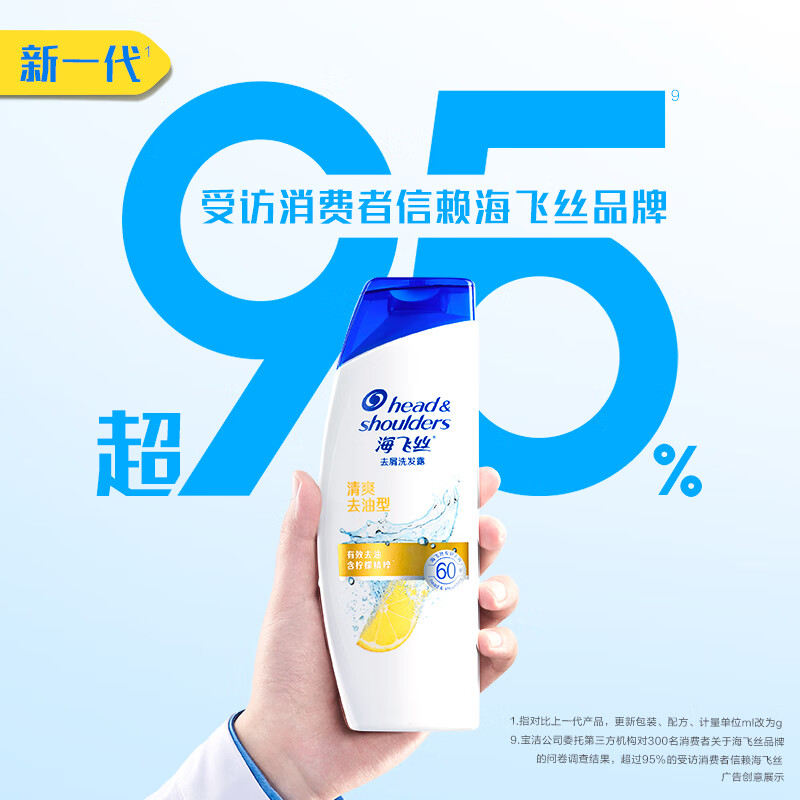 海飞丝洗发水清爽去油洗发水控油430G(持久去屑清爽柔润) 柠檬香 洗发膏高清大图