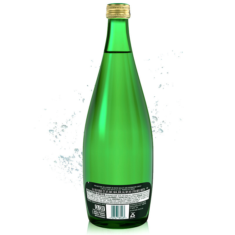 巴黎水(Perrier) 含气天然矿泉水 原味 750ml*12瓶 法国进口
