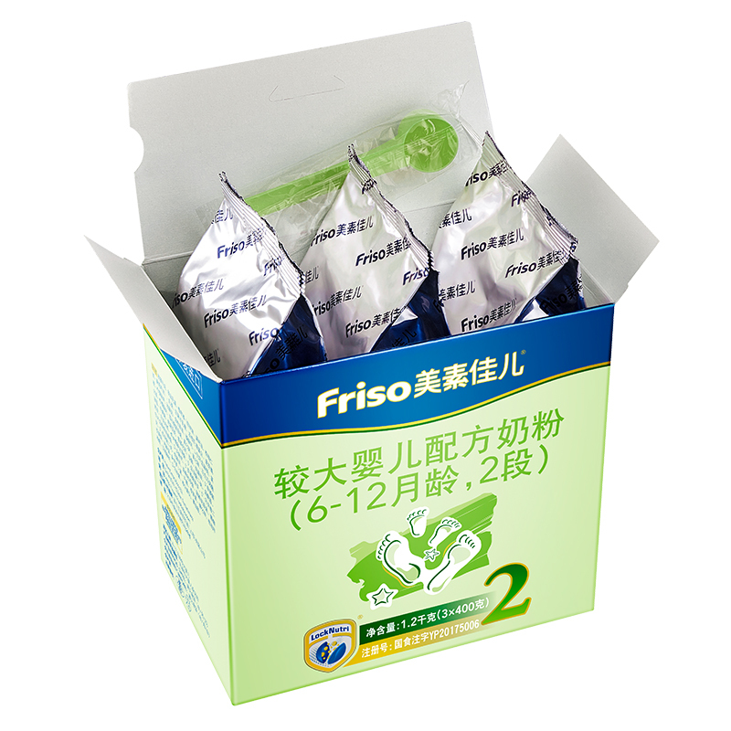 美素佳儿较大婴儿配方奶粉2段盒装1200g*3 荷兰原装进口高清大图