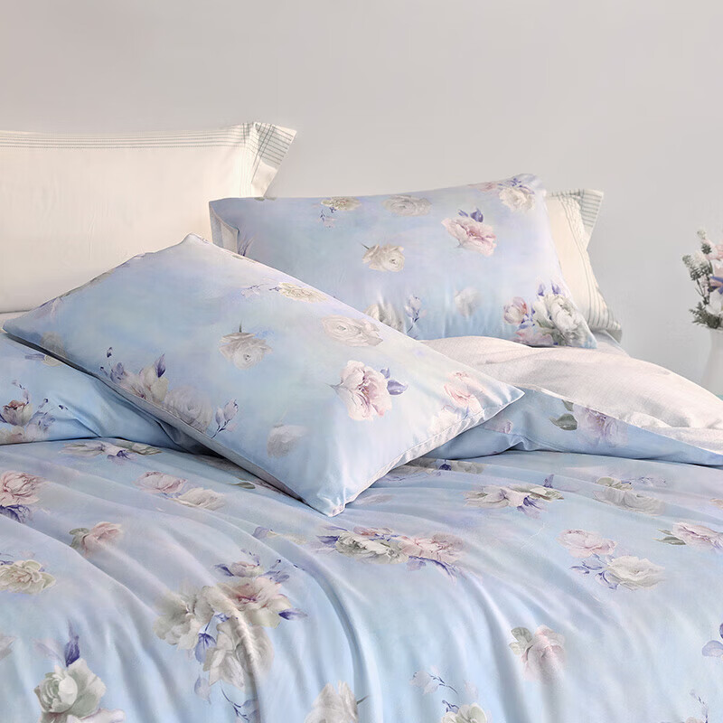 罗莱 芳华如梦全棉磨毛四件套220*250 床品套件 简约大气 超柔工艺 亲肤透气 软糯亲肤 蓬松舒适高清大图