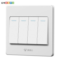 公牛(BULL)开关插座4开四开双控开关 86型四位开关四开双联墙壁电源面板 G07K412Y（带荧光）