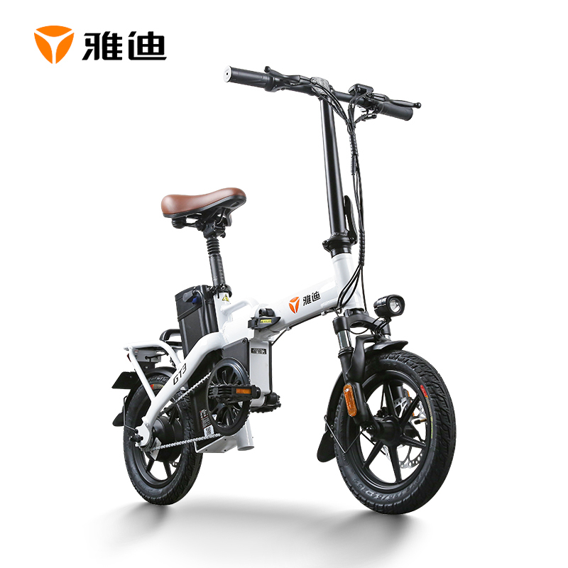 雅迪电动车GT3锂电池48V20Ah助力便携电动迷你男女代驾折叠自行车 GT3新塔夫绸白