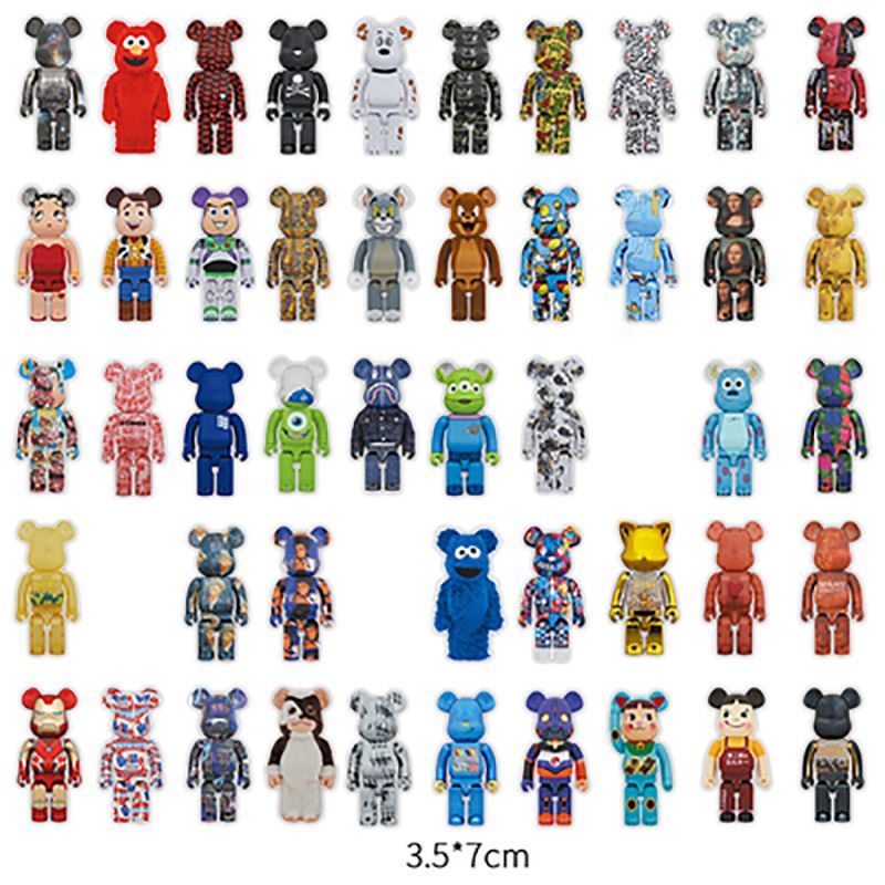 潮牌bearbrick积木熊暴力熊笔记本电脑ipad贴纸手机光面行李箱贴50张