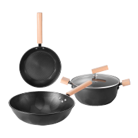 无涂层锻造精铁锅三件套DFS-TZ834B