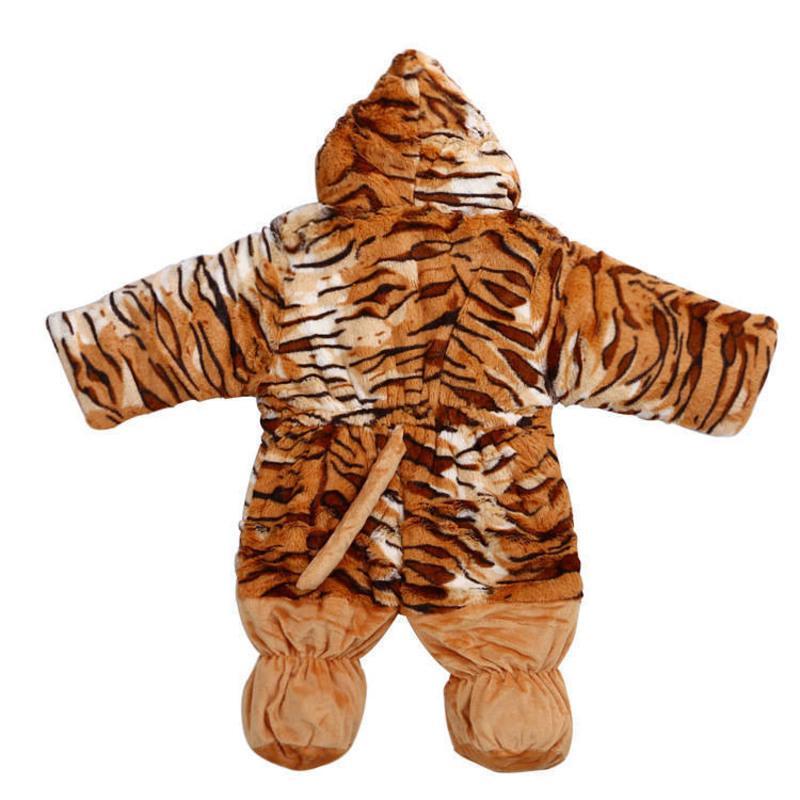 婴甸园秋冬加厚婴儿连体衣卡通老虎保暖哈衣爬服黄色老虎纹59s