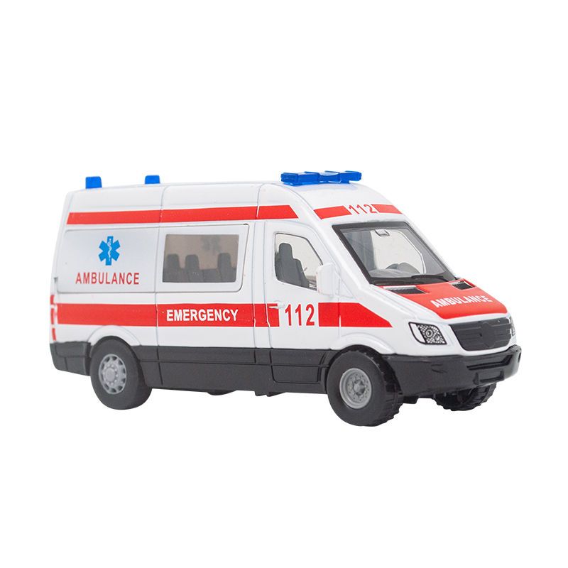 儿童120救护车玩具车模型仿真汽车救援玩具车模男孩合金回力小车中号