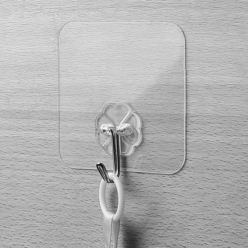 【20个装】挂钩强力贴粘胶墙壁壁挂后免打孔透明粘钩无痕承重吸盘厨房挂勾