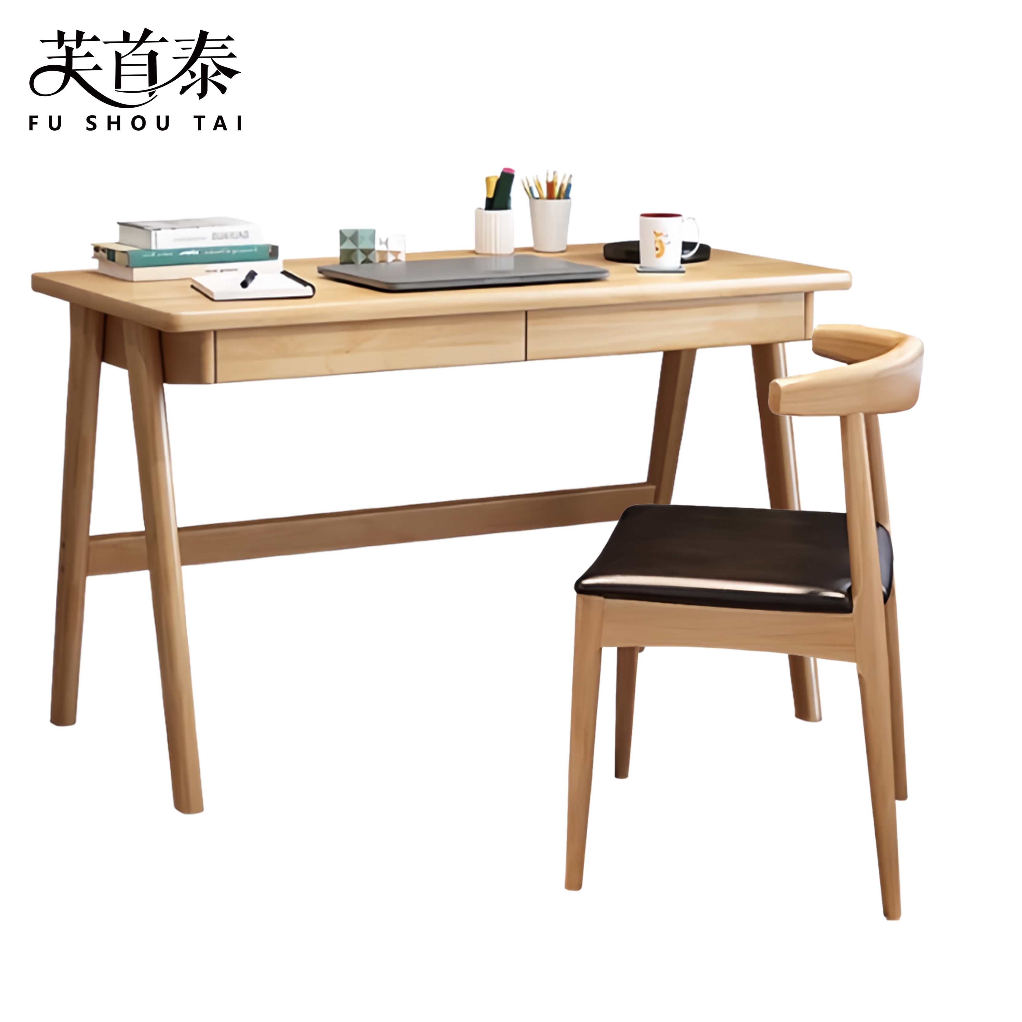 芙首泰木质学习桌椅1200*600*750mm(1桌1椅)套高清大图