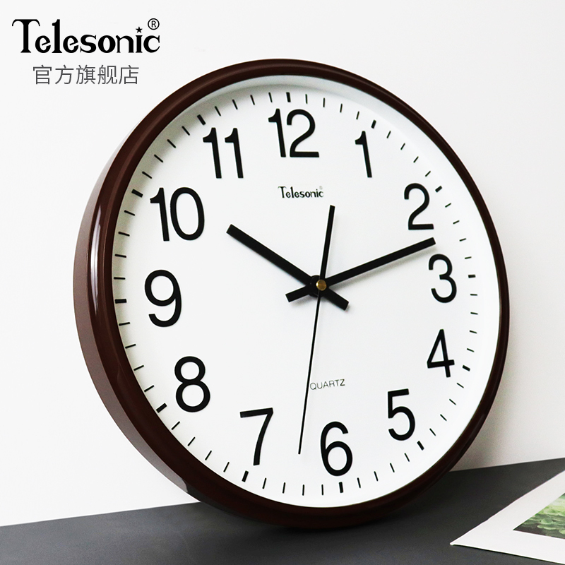 天王星(Telesonic)客厅挂钟现代简约石英钟个性时尚卧室时钟表家用圆形创意挂表