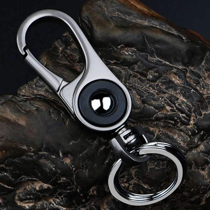 转运珠汽车钥匙扣挂腰挂扣创意环挂饰简约商务锁钥扣 W76-枪色双圈高清大图
