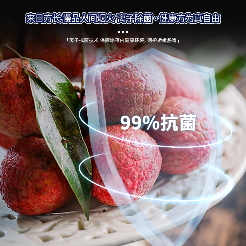 上菱 417升十字对开门冰箱 风冷无霜 一级能效 双变频节能净味抗菌大容量四开门家用电冰箱 BQE417PWL高清大图