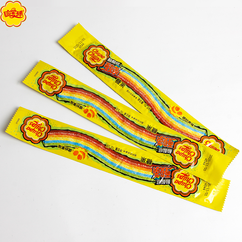 阿尔卑斯酸条彩虹长条软糖105g16条儿童创意零食软糖批发