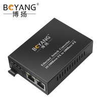 博扬(BOYANG)BY-DF102S 百兆一光二电单模双纤光纤收发器交换机 光电转换器 防雷SC接口 25公里外置电源
