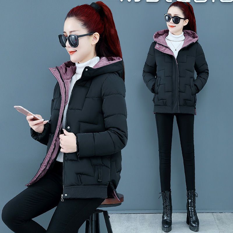 时尚短款连帽羽绒棉服2021冬季女装新款棉袄棉衣宽松加厚保暖外套