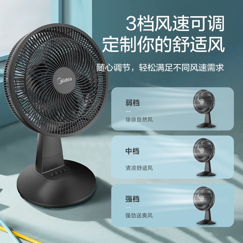美的(Midea)电风扇FGAU30D家用台式摇头强力大风小型轻音电扇节能宿舍卧室台扇高清大图