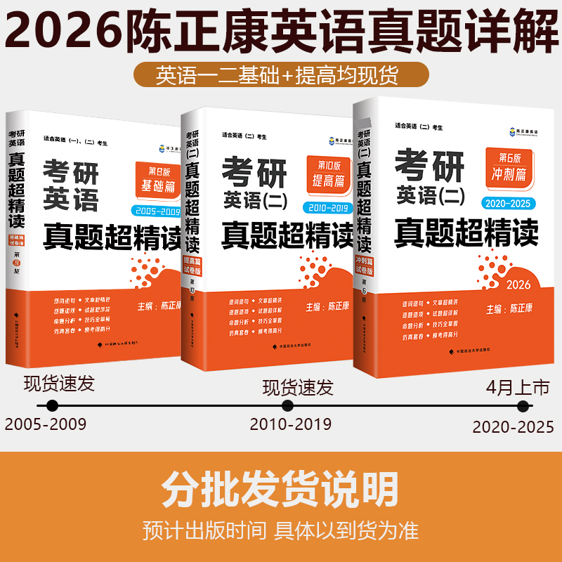 [分批]2026真题3本套 英语二[2005-2025] [正版] 陈正康2026考研英语二真题超精读基础篇+提高篇高清大图
