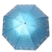天堂伞 彩胶防紫外线三折黑杆钢骨晴雨伞