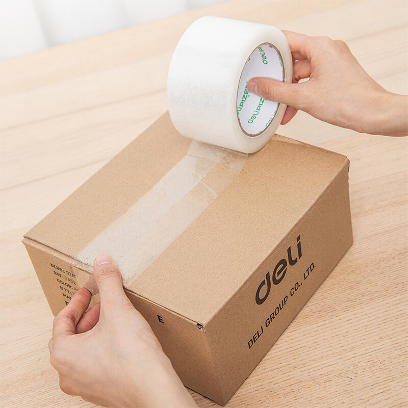 得力(deli)30932透明胶60mm*100Y (单位:卷)封箱带胶纸快递打包加厚封口胶