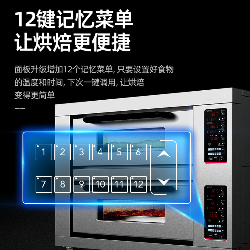 乐创(lecon)商用烤箱12键记忆功能大容量披萨烤箱面包月饼蛋糕电烤炉电热烤箱 二层四盘记忆款220v高清大图