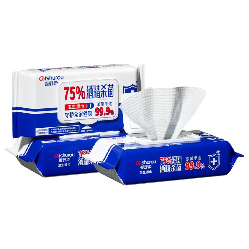 爱舒柔(AISHUROU)75%酒精湿巾50抽*3包