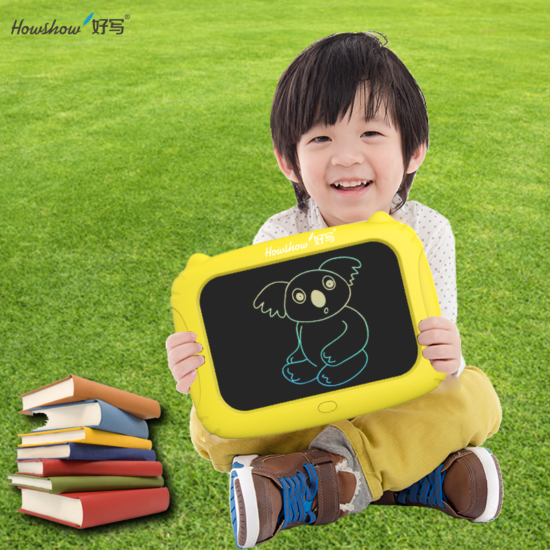 好写(howshow)10英寸儿童涂鸦绘画板 学生文具草稿板 儿童益智写字板 玩具画画板 猫咪款 H10S 黄色