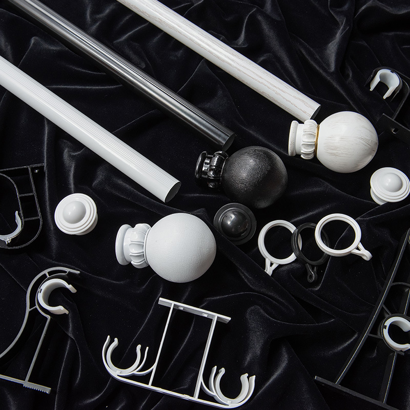 添福运 罗马杆窗帘杆加厚铝合金窗帘杆特厚金色白色罗马杆单杆双杆窗帘轨道单杆窗帘杆子支架侧装顶装窗帘支撑杆高清大图