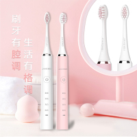 佳禾美电动牙刷成人声波震动情侣软毛呵护牙龈可替换刷头充电式牙刷HM-T6 白色 [共2支刷头]