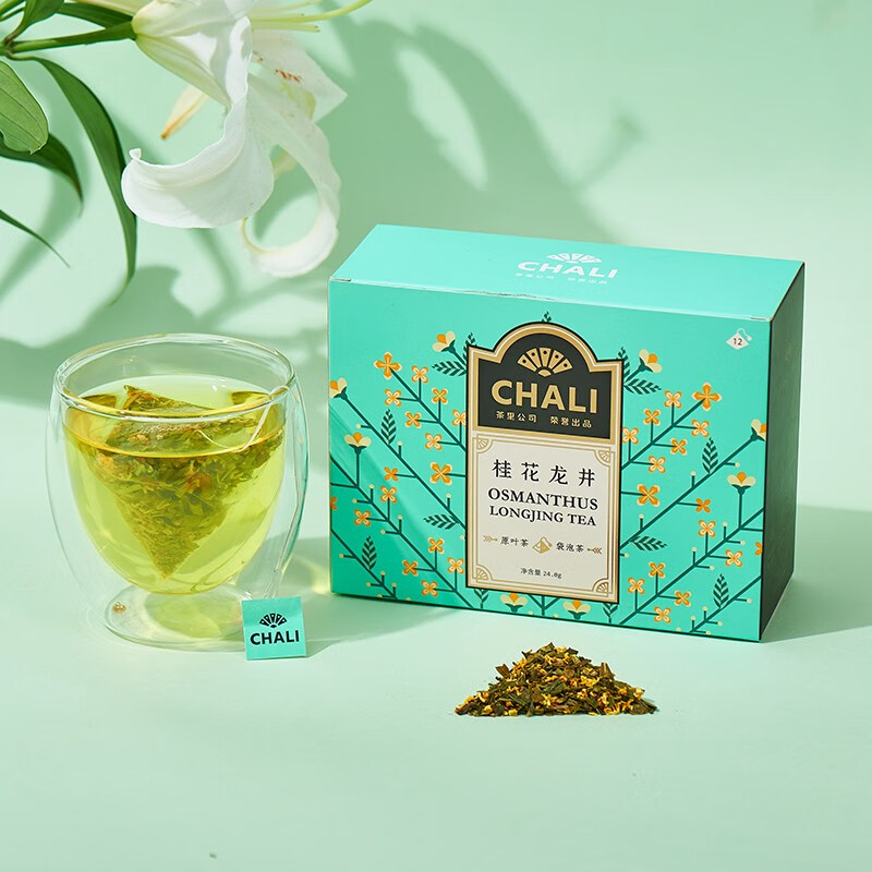 茶里(chali)桂花乌龙茶叶 原叶花草茶三角包袋泡茶养生茶36g (12袋/盒)高清大图