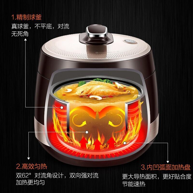 苏泊尔电压力锅双胆球釜家用智能3-8人电高压锅电饭煲大容量双胆防水面板煮饭煲汤 6L高清大图