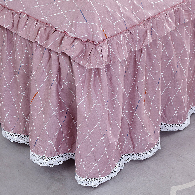 美帮汇全棉床罩床套防滑床裙式单件全棉保护防尘罩1.5米1.8m床单1三件套 花香情丝 180x200[床裙+2个枕套]高清大图