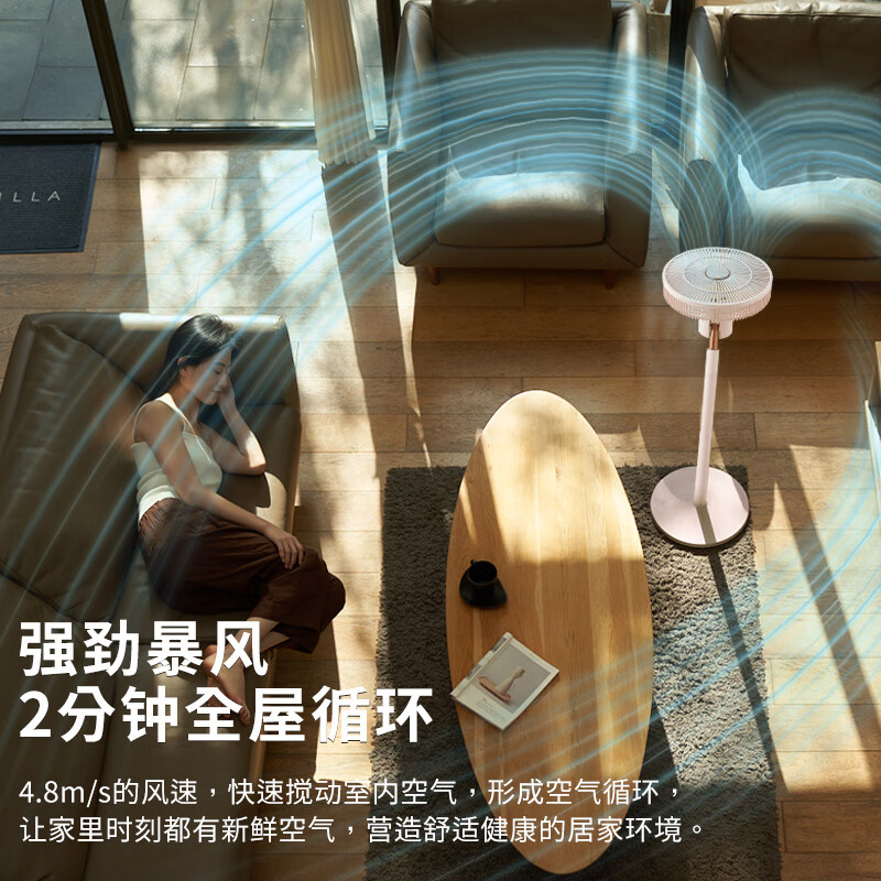 夏普 (SHARP)电风扇家用空气循环扇无线直流变频净化落地扇 可收纳办公室台式桌面扇 PJ-CD505A高清大图