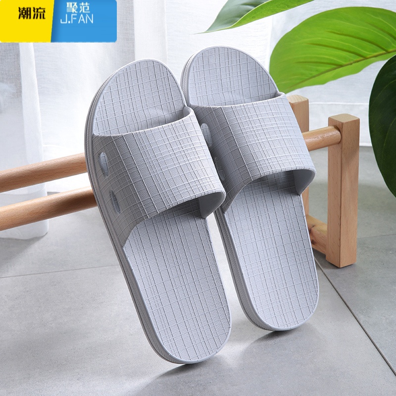 聚范男士浴室拖鞋女夏季室内居家用防滑厚底镂空漏水洗澡新款凉拖鞋夏 浅灰- 44/45建议43/44穿