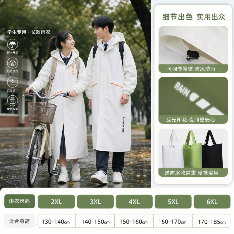 正雨儿童雨衣小学生上学专用男孩女孩全身防暴雨新款带书包位雨披9063