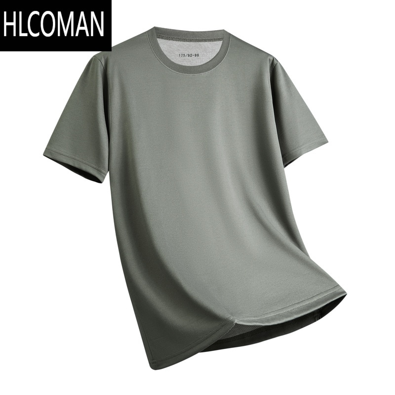HLCOMAN夏季新款纯色速干T恤短袖体能训练服男女户外运动服休闲透气套装