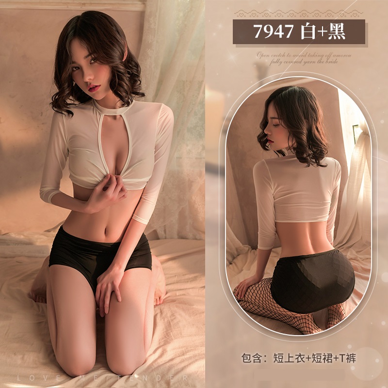 霏慕女秘书包臀制服套装性感情趣内衣紧身包臀短裙制服ol秘书职业套装女式情趣睡衣女士成人用品7947 【白】长筒袜(透薄15D)7231