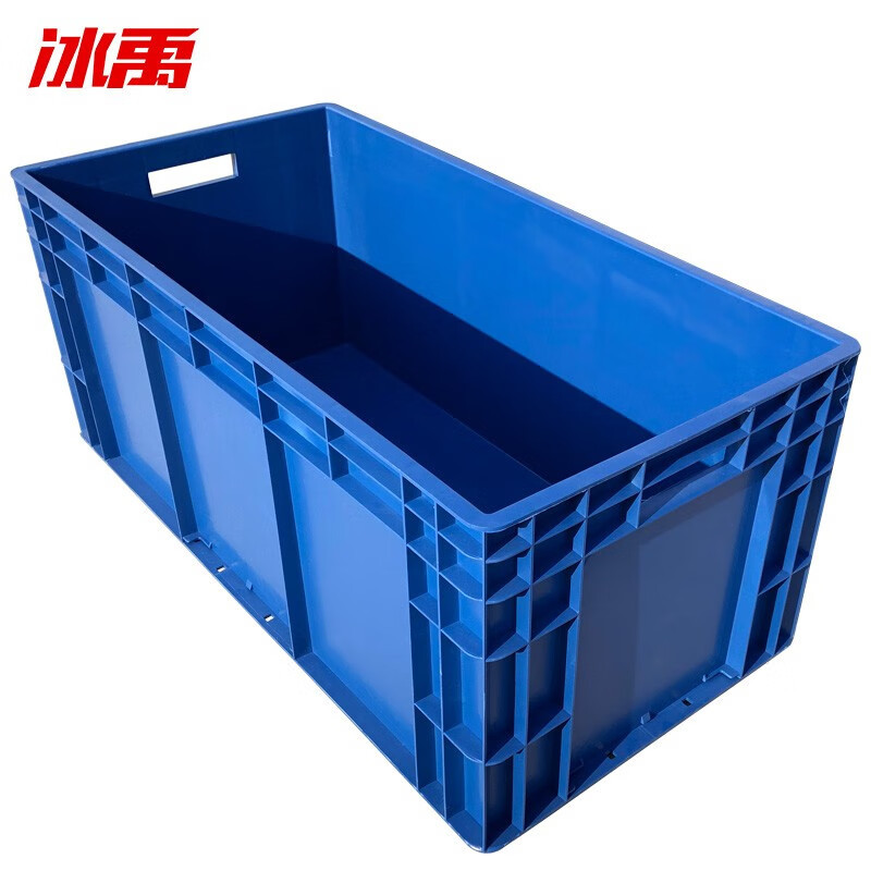冰禹 EU加厚塑料物流箱不带盖子 BYly-75 600*400*230mm 蓝色 1个