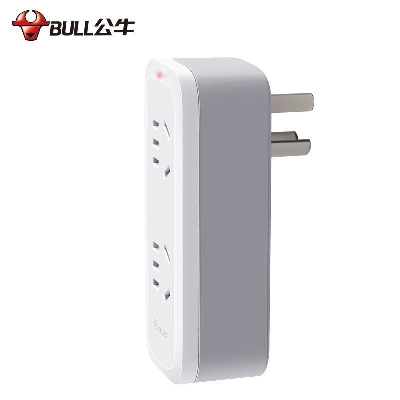 公牛(bull)GN-9312[一转三插位]超薄扁平插头电源夹缝贴墙多功能拖线家用多孔板接插线板插座