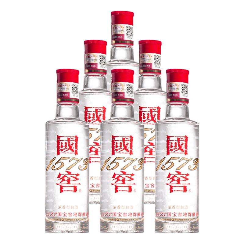 泸州老窖 国窖1573小酒版 浓香型白酒 100ml*6瓶 光瓶装图片