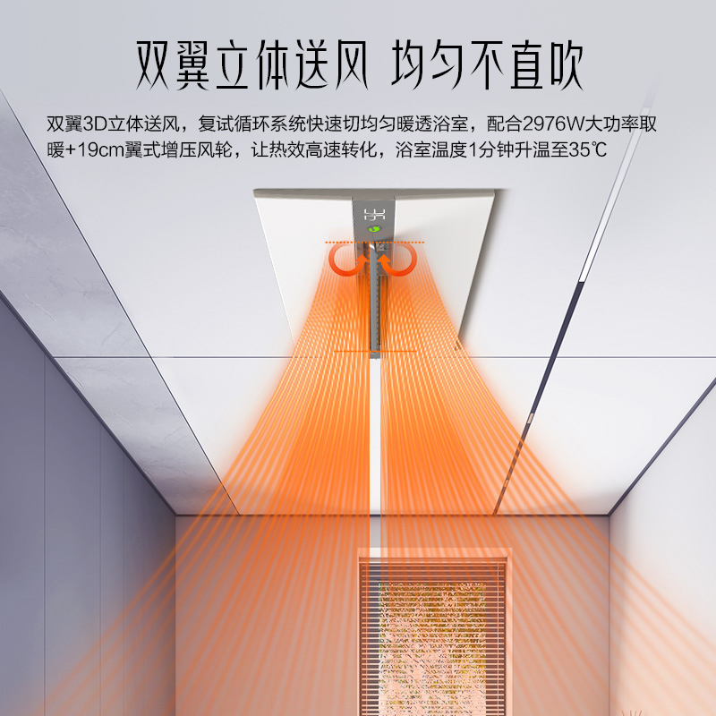 海尔风暖浴霸智能暖风照明排气一体机五合一FS3浴室吊顶线上线下同款AI智能蝶翼AI双智控变频高清大图