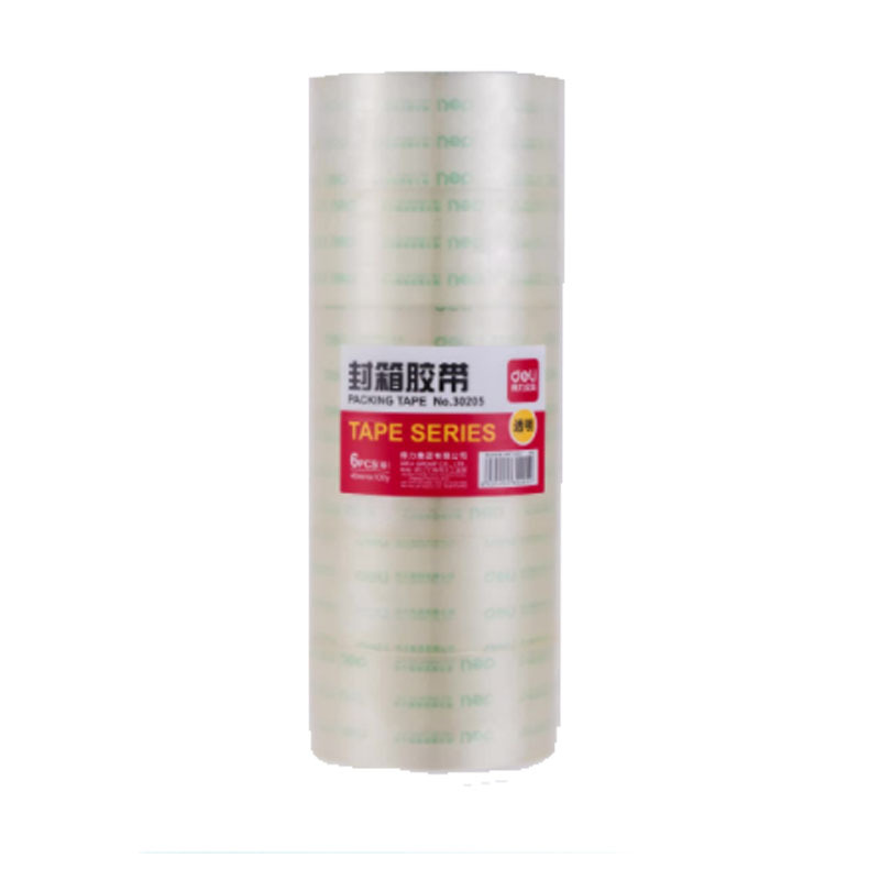 得力30205高品质高透明封箱胶带打包胶带 48mm*100y*50um(91.4m/卷) 6卷/筒 办公用品
