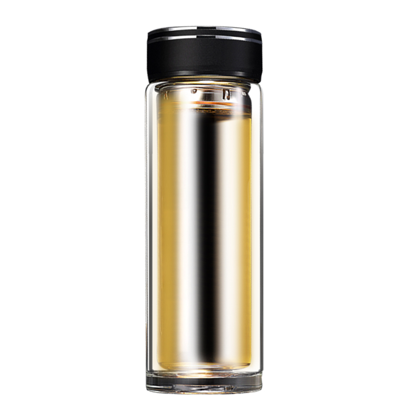 家柏饰(CORATED)双层玻璃杯加厚便携定做水杯印字广告杯批发小礼品茶水杯定制logo 紫红色330ml高清大图