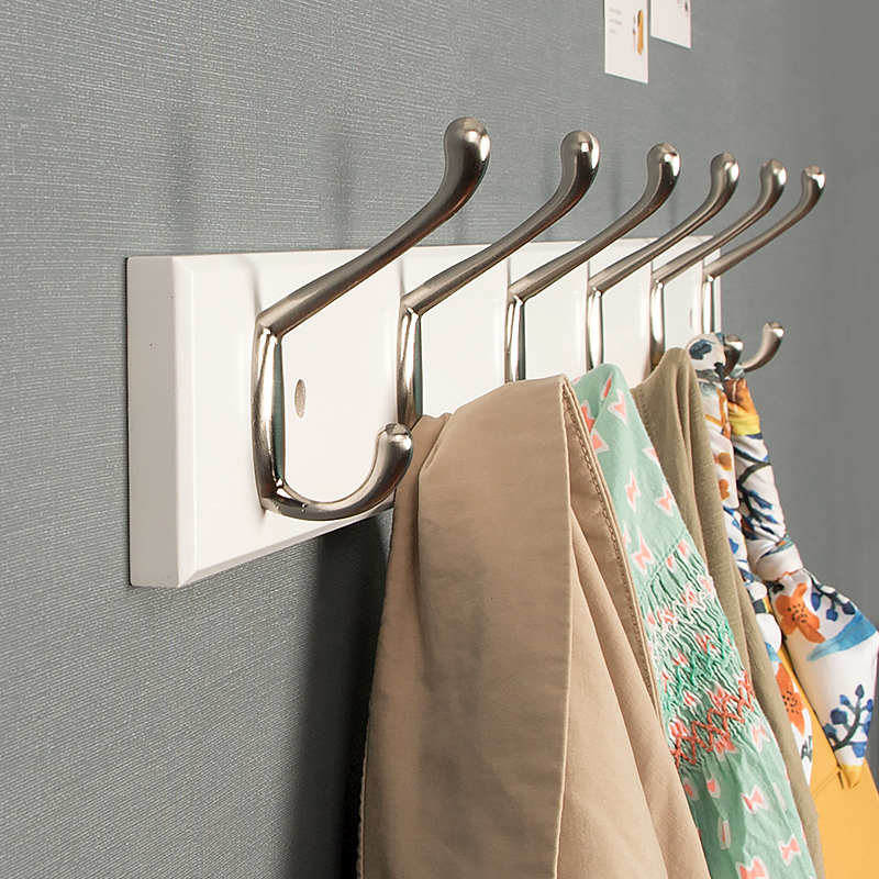 进门衣服挂钩卧室壁挂墙壁衣帽钩门后挂衣架衣帽架墙上衣架排钩白色6
