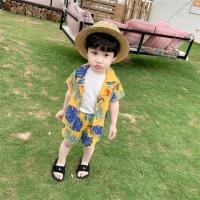 童装男童夏装套装2021新儿童夏季度假风帅气宝宝短袖洋气小童夏款 黄色 80cm