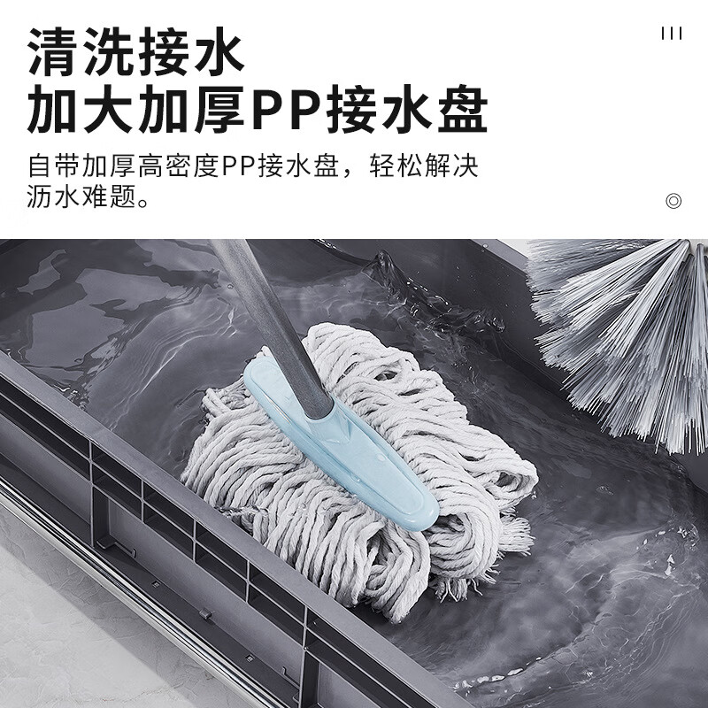 谋福 移动落地拖把架 不锈钢置物架放扫把墩布架子[升级移动拖把架-10拖12钩(大轮)]高清大图