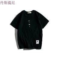 东京衣柜男装夏季新款字母印花学生圆领休闲修身T恤男短袖体恤男