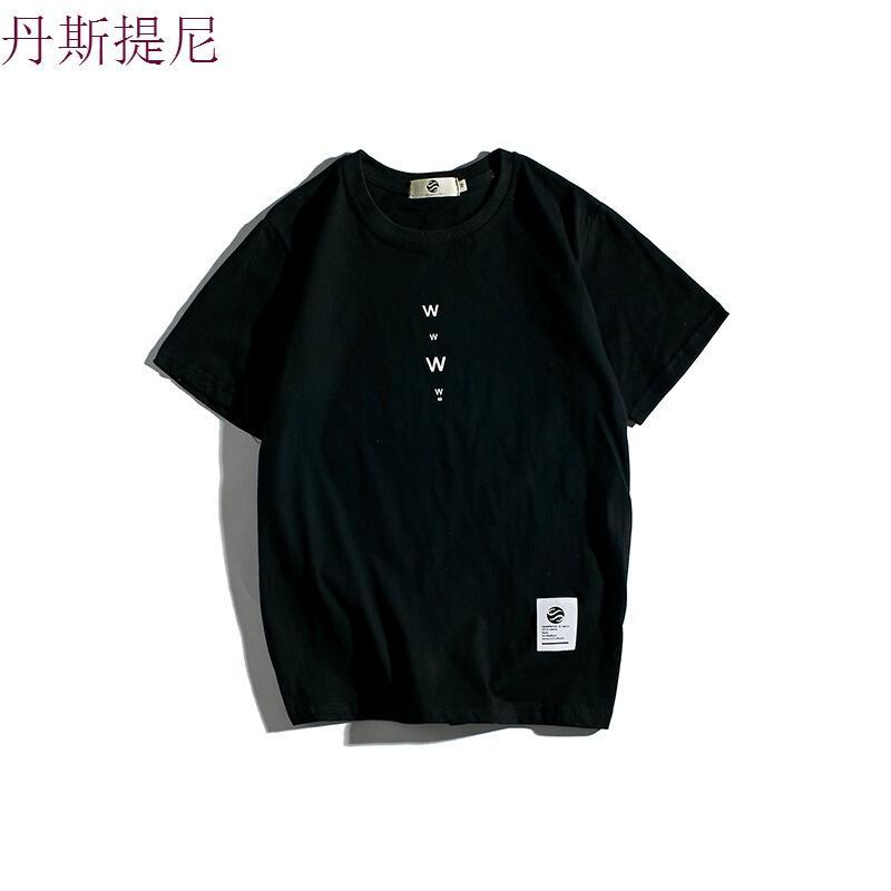 东京衣柜男装夏季新款字母印花学生圆领休闲修身T恤男短袖体恤男