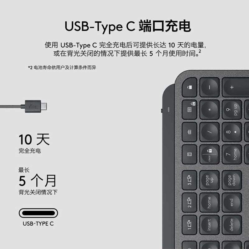 罗技(Logitech)MX Keys for Mac无线背光键盘-适用于Mac无线蓝牙键盘可充电智能背光便携务高端办公
