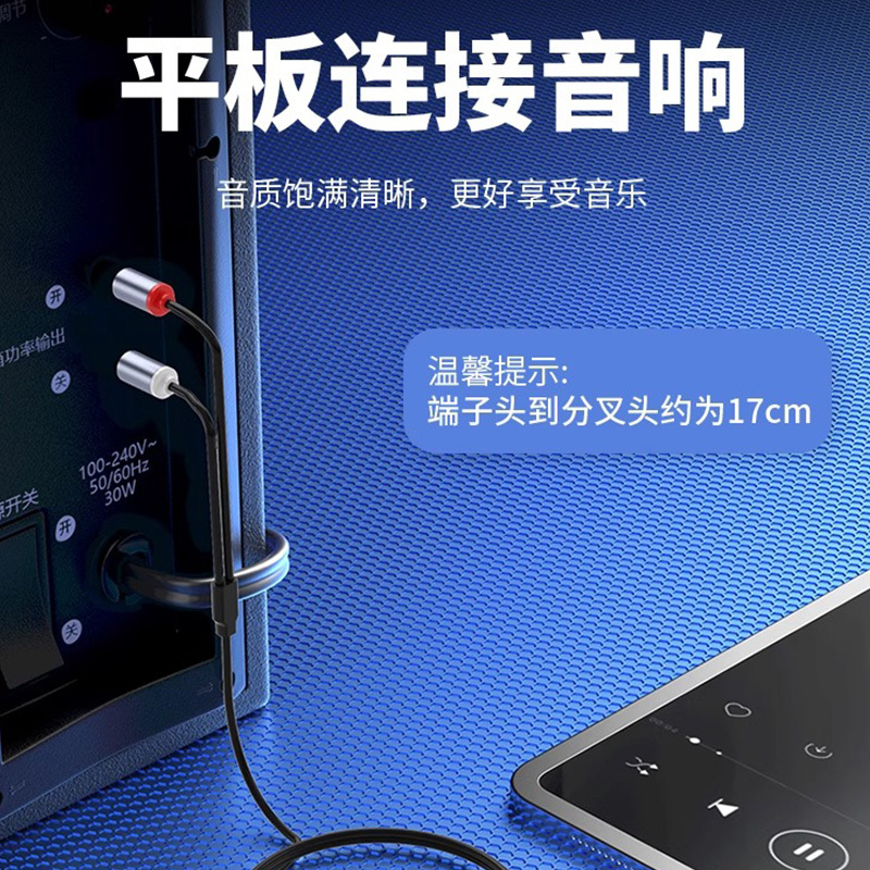 适用苹果iPhone15双莲花音频线Typec一分二14Pro手机连接13/12功放音箱低音炮音响iPad11