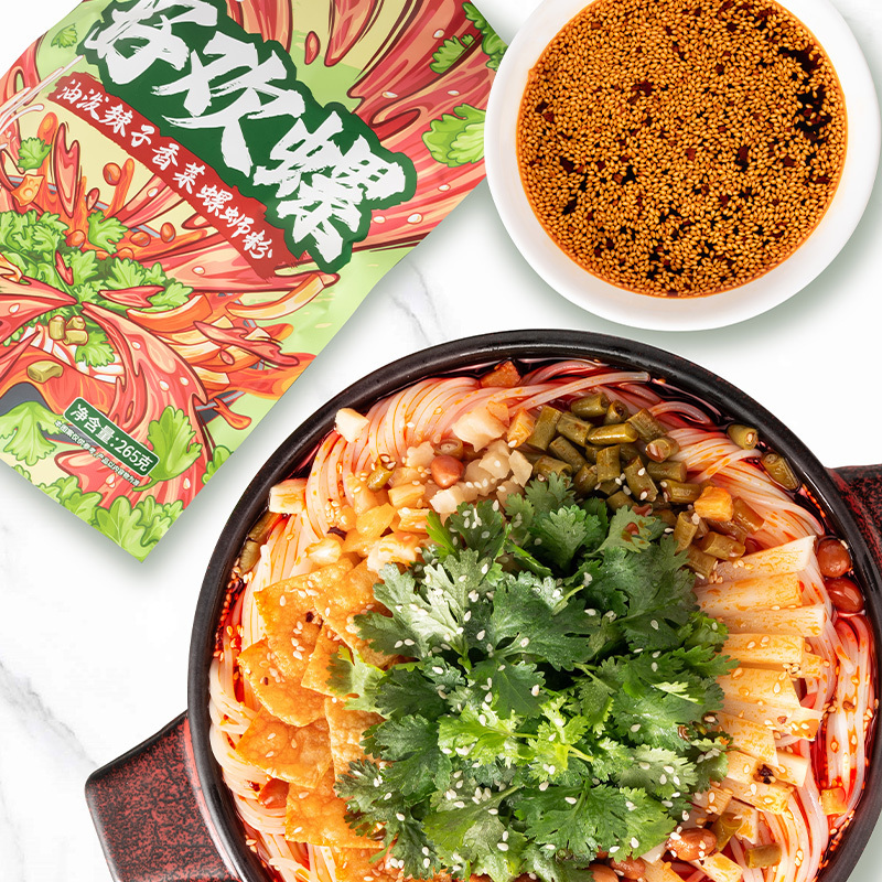 好欢螺香菜油泼辣子螺蛳粉265g*10袋柳州特产螺丝粉方便速食酸辣粉速食米粉高清大图